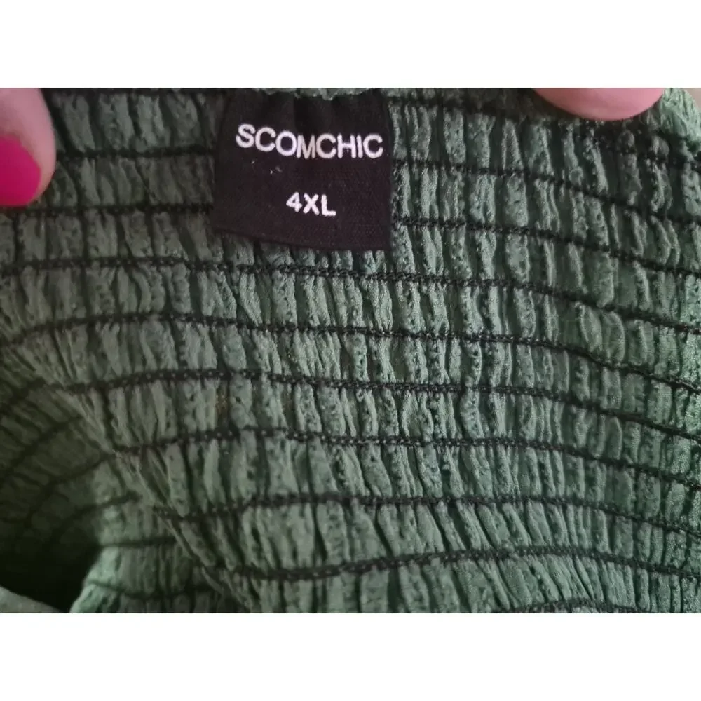 Shomchic Emerald Green Ruffle Midi Dress Plus Size 4X Smocked Back Wedding - Picture 2 of 8